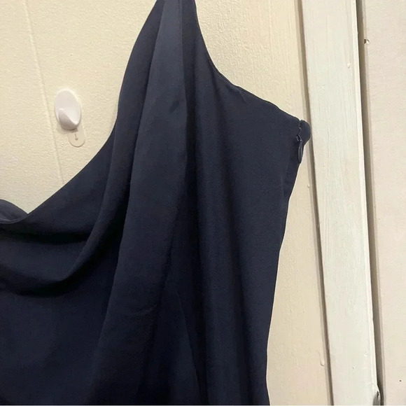 BHLDN navy Miranda crepe dress one shoulder size 16 - Picture 4 of 12